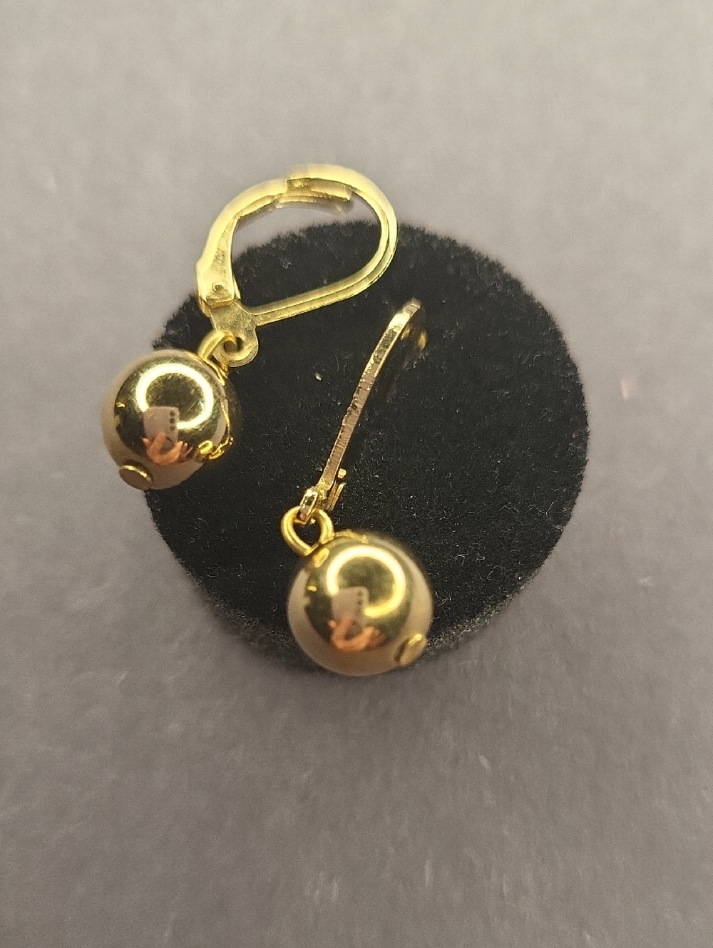 Gold Ball Drop Leverback Earrings